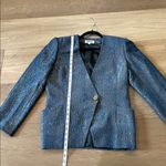 Eliglau Milano Made In Italy Floral Jacquard Blazer Size 46 US 10 Vintage Blue Photo 6