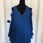 Three Eighty Two  Womens Dress XS Blue Tatianna‎ Cold Shoulder Ruffle Mini NWT Photo 3