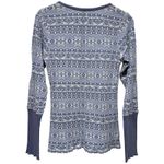 Lucky Brand Vtg Y2K Women Waffle Knit Thermal Henley Top Boho S Blue Long Sleeve Photo 1