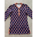 J. McLaughlin Top Womens Small Blue Orange Catalina Cloth Tunic Career Stretch Photo 2