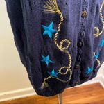 Vintage Koret Sweater Vest Navy Blue Embroidered Rope Star Size 3X Photo 4