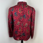 Vintage Anne Crimmins Silk Red Paisley High Neck Long Sleeve Blouse Size 8 Photo 2