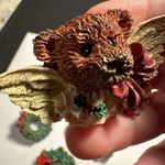 Christmas Holiday Brooch Pins Lot Of 5 Teddy Bear Angel, Penguin, Wreath Etc Photo 5