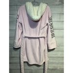 PINK Victoria's Secret Fleece Robe Size XS/S Pink Bling Belted Sherpa Hood Photo 3
