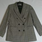 ZARA  Womens‎ Blazer Jacket Medium Brown Plaid Double Breasted Preppy Career Photo 0