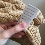 Free People Women’s Dream Cable Knit Tan Sweater Oversized Small Photo 7