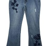 Y2K Southpole Jeans Womens Juniors 11 Embroidered Grunge Floral Flare Denim Emo Blue Size 31 Photo 0