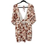 AMALIE THE LABEL Mikaelle Puff Sleeve Open Back Mini Dress Voyager Floral Sz 16 White Photo 3