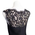 Tadashi Shoji Pintuck Peplum Sleeveless Stretch Sheer Lace Dress Black Medium Photo 6