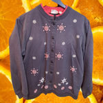 Grandma‎ Chic Baxter & Wells Black and Red Star Button Up Sweatshirt Size L Size L Photo 0