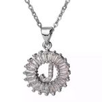 Silver Initial Crystal Pendant Necklace A Photo 0