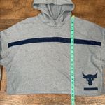 Under Armour Project Rock The G.O.A.T. Loose Cropped Gray Hoodie with Bull Logo Photo 9