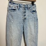 Abercrombie & Fitch ABERCROMBIE- Ultra High Rise Ankle Straight Curve Love Button Fly Raw Hem Light Photo 2