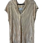 Adrienne  womens size small v-neck tunic sparkling standards golden rose pleated Photo 0