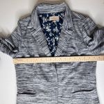 Skies Are Blue  Striped Knit Blazer Small Grey Jacket Floral Lined Stretch Office Photo 9