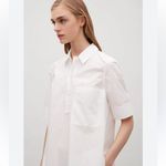 COS White Voluminous Poplin Collared Cotton Shirt Dress Size 4 Classic Modern Photo 1