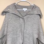 Loft Women’s Wool Blend Gray Button-Up Versatile Cape Poncho Sweater Photo 3