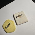 Lot Of 2 Ceramic Brooch Pins Handcrafted Tea Cup Square & Avon Flower Photo 4