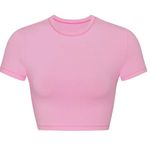 SKIMS Bubblegum Cotton Jersey Super Cropped Tshirt Photo 0