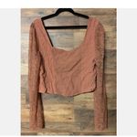 Wild Fable NWT Sz XL Cropped Top Blouse Bustier Look Lace Sleeves Smocked Back Photo 5