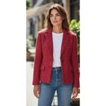 Donna Karan DKNY  New York Tweed Two Button Blazer red With Fringe size 14 Photo 11