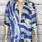 Catherines NWT Size 4X Blue & Green Abstract Print Open Front Cardigan Jacket Photo 0