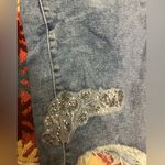 Lane Bryant Skinny Jeans Plus 26 Embellished Flex Magic Waistband Floral Raw Hem Photo 4