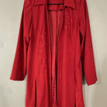 Studio 1 90's Vintage Suede Jacket Cardigan Red Floral Embroidered 10P Photo 0