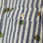 Entro  NAVY WHITE STRIPED PINEAPPLE PRINTED COTTON SHIRT DRESS S Photo 3
