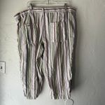 Liz Claiborne Striped Linen Blend Crop Pants XXL Drawstring Hem Summer Casual Photo 7