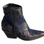 Donald Pliner Western Ocean Suede Crush Metallic Leather Boot Shoe $625 NWT Blue Size 6 Photo 6