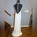 Mac Duggal IEENA for  Zuri Beaded Halter White Jersey Gown size 6 Photo 5