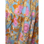 Womens Smocked Floral Maxi Dress Square Neck Puff Sleeve Boho Retro Flowy Blue Size M Photo 2