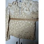 Vintage‎ Women’s Open Front Floral Satin Blazer Cream Ivory Size Small 4 Photo 3