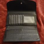 Coach Black Signature Flap Top Trifold IWallet Photo 6