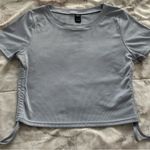 SheIn  light blue ribbed ruched sides Crop Top, size M Y2K vacation beach summer Photo 7
