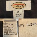 Talbots Womens Skirt Black Tan Brown Gold Embroidered A Line Cotton Size 12 Photo 7