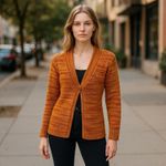 Nine West Orange Space Dye Boho Shawl Collar Cardigan Sweater Medium NWT Photo 13