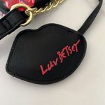 Betsey Johnson Luv  Black w/ Red & Pink Rose Crossbody Bag Purse Chain Strap Photo 3