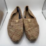 Toms Tweed Slip On Casual Comfort Shoes Flats Loafers Womens Size 7 Tan Woven Photo 1