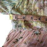 Wonderly Pastel Pattern Print Peasant Crop Top Mixed Fabric Gauze Top 0X Photo 2