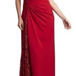 Tadashi Shoji One Shoulder Lace Insert Gown Geranium Red Size 12 Photo 0