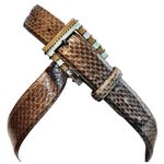 Carlisle  Women’s Textured Belt. Brown, Tan, White Photo 6