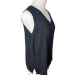 Cottagecore Ramie Knit Vest Floral Embroidered Button Front Bentley Womens M Black Size M Photo 3