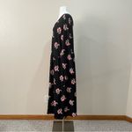 Old Navy Black Floral Print Fit & Flare Scoop Neck Long Sleeve Midi Dress XXL Photo 7
