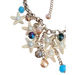 Gold Tone Starfish Charm Necklace Faux Pearl Glass Beads Nautical Beach Vacation Photo 1