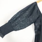Love Shack Fancy  Toulon Midi Dress Size 4 Black Embroidered Puff Sleeves Bohemian Photo 7