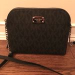Michael Kors NWOT Cindy Dome Black Leather Signature MK Crossbody Photo 0