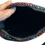Vintage Unbranded Multi Color Floral Beaded Crossbody Bag and Change Purse Black Photo 7