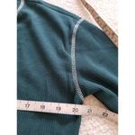 BP  Women's Split Neck OSR Cropped  Thermal Knit Henley Shirt Green Moss Size S Photo 3